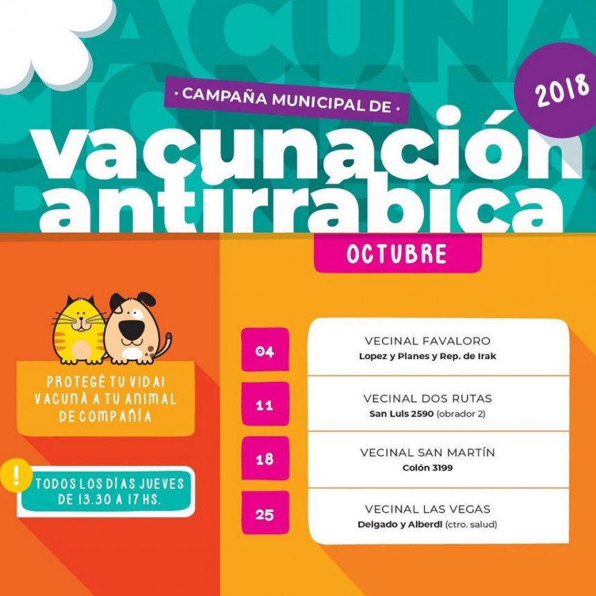 Vacunación antirrábica de mascotas en Santo Tomé 
